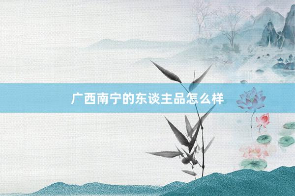 广西南宁的东谈主品怎么样
