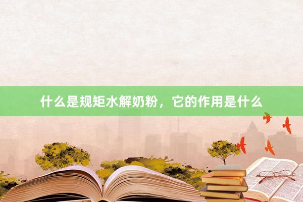 什么是规矩水解奶粉，它的作用是什么